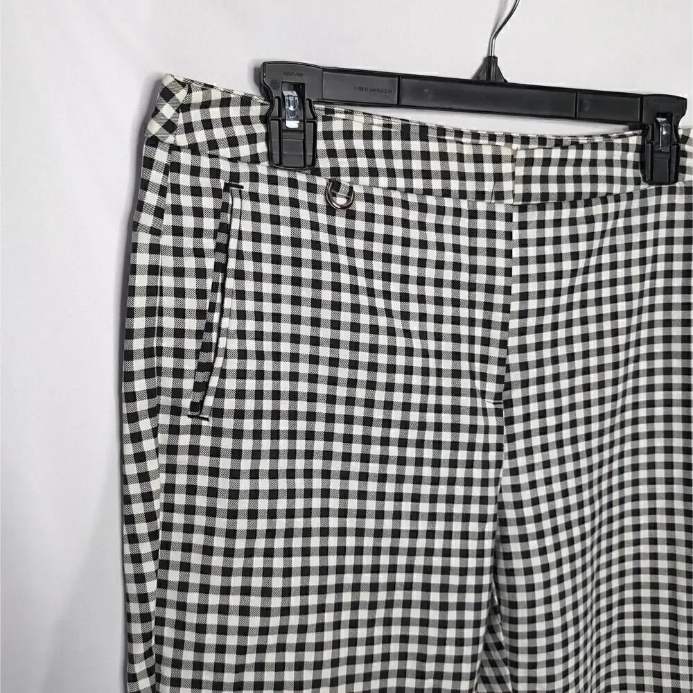 Adrianna Papell Trousers Black and White Plaid Size 12 - Picture 2 of 7